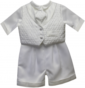 BOYS CHRISTENING SHORT PANTS SUIT W/ LONG TIE